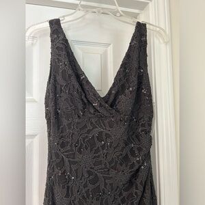 NWT Lauren Ralph Lauren Sleeveless Black Evening Gown Dress Lace Sz 6 V-Neck